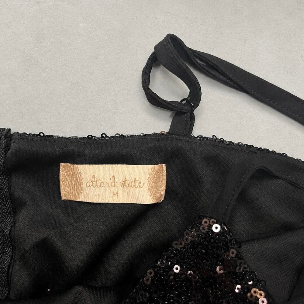 Altar'd State NWT Black Sequin Crop Top Medium - Picture 2 of 7